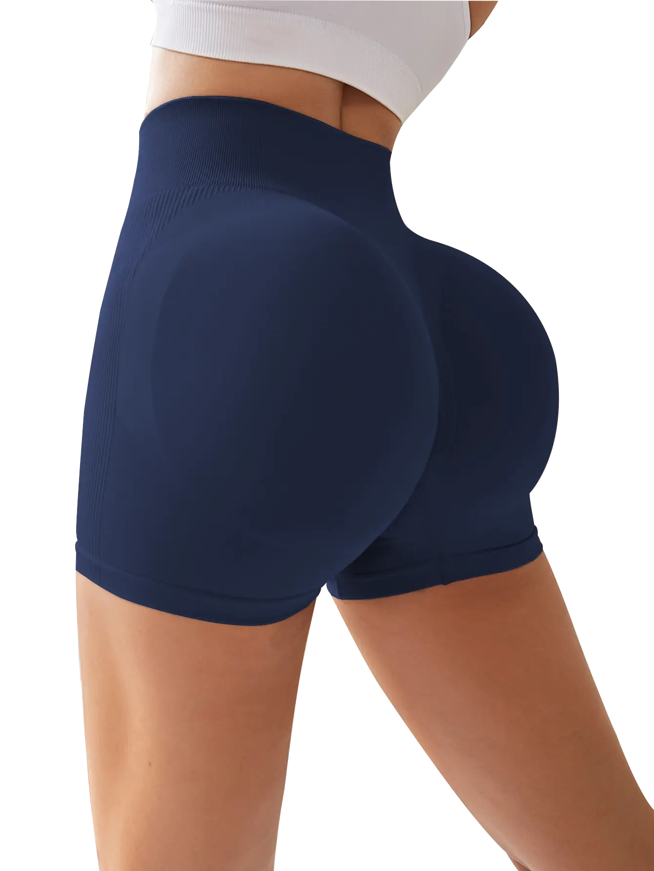 4-Pieces High Waist Tummy Control Side-Ribbed Butt-Lifting Seamless Shorts