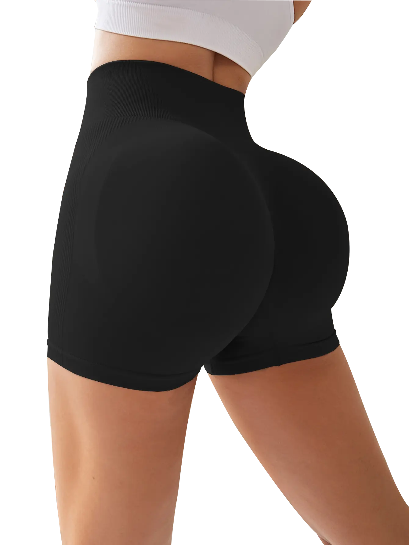 4-Pieces High Waist Tummy Control Side-Ribbed Butt-Lifting Seamless Shorts