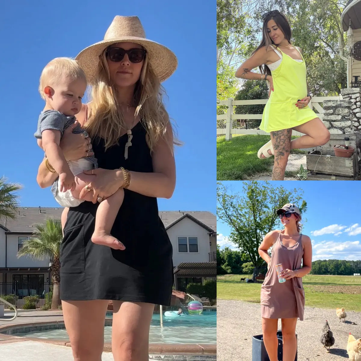 Athletic Mini Dress with Built-In Shorts & Pockets