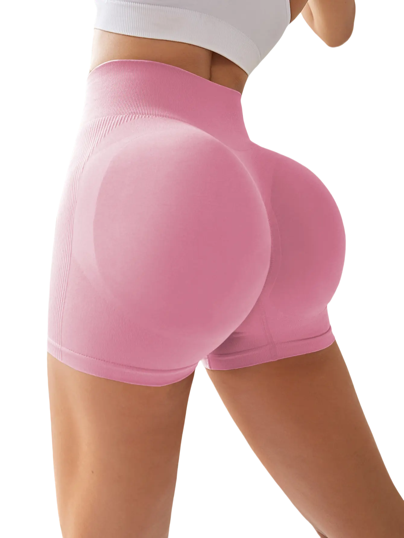 4-Pieces High Waist Tummy Control Side-Ribbed Butt-Lifting Seamless Shorts