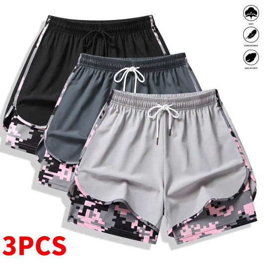 3-pack women’s casual athletic shorts with built-in liner